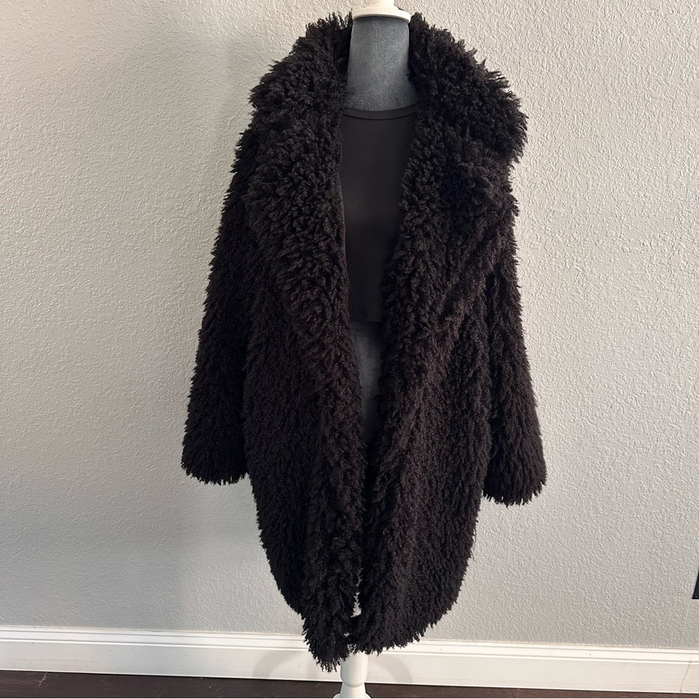 wild fable Cozy Oversized Black Teddy Coat
